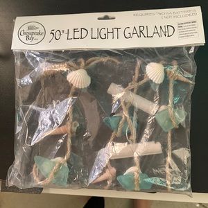50’” seashell sea glass driftwood light garland